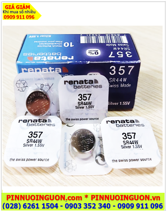 Renata 357 _Pin SR44SW; Pin đồng hồ 1.55 Silver Oxdie Renata 357 _Pin SR44SW chính hãng /Vỉ 1viên